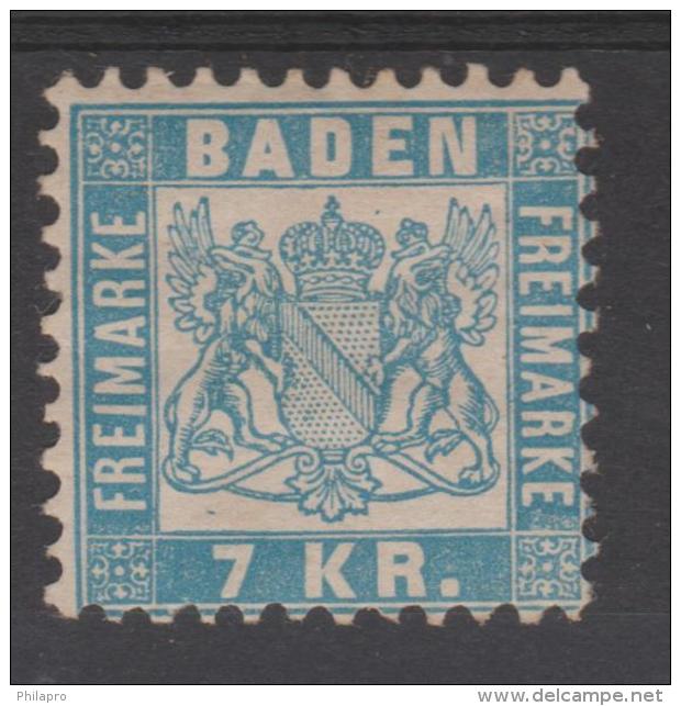 ALLEMAGNE  BADE   YVERT N°25A Bleu Ciel  *MH     Réf  G50 - Neufs