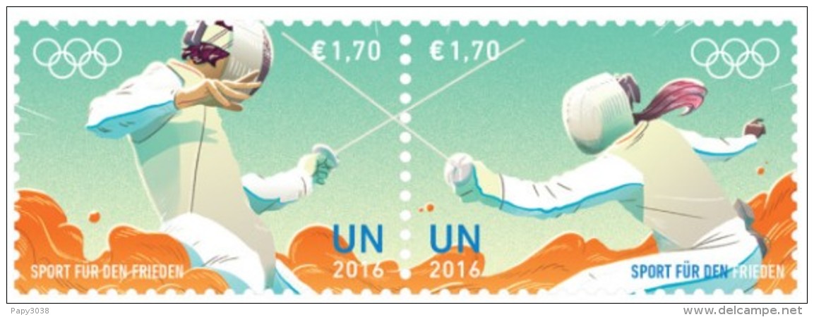 UN Olympic Games RIO 2016 - 2 Stamps MNH Escrime Fencing Fechten - Escrime