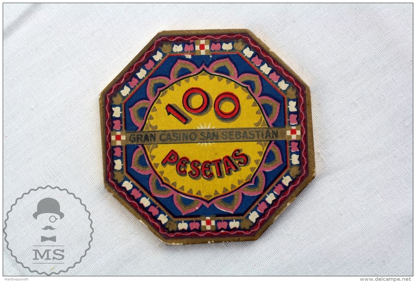 Old 1900's Spain San Sebastian Casino Chip - 100 Pesetas - Casino