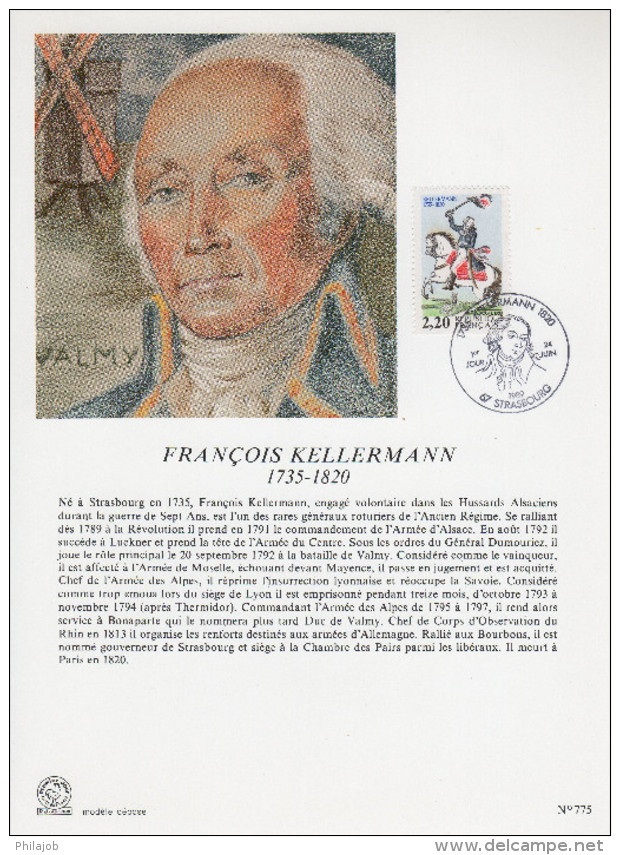 FRANCE 1989 : Encart Philatélique 1er Jour " PERSONNAGES DE LA REVOLUTION : FRANCOIS KELLERMANN " N°YT 2595. Parf. état. - Franz. Revolution