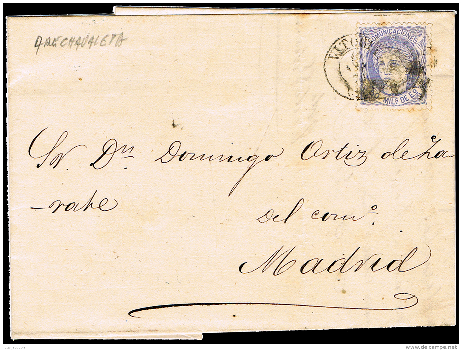 ALAVA - EDI O 107 - CARTA CIRC DE VITORIA A MADRID - FECH. "VITORIA 16.AB.1870 - Cartas & Documentos