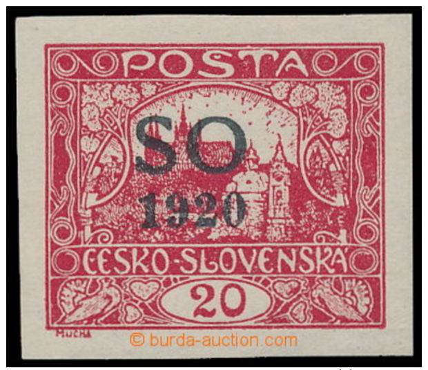 Pof.SO7, Hradcany 20h Carmine, Pos. 67/2, Overprint Plate A3; Very Wide Margins, Marked By Tribuna., Hirsch, Vrba... - Sonstige & Ohne Zuordnung