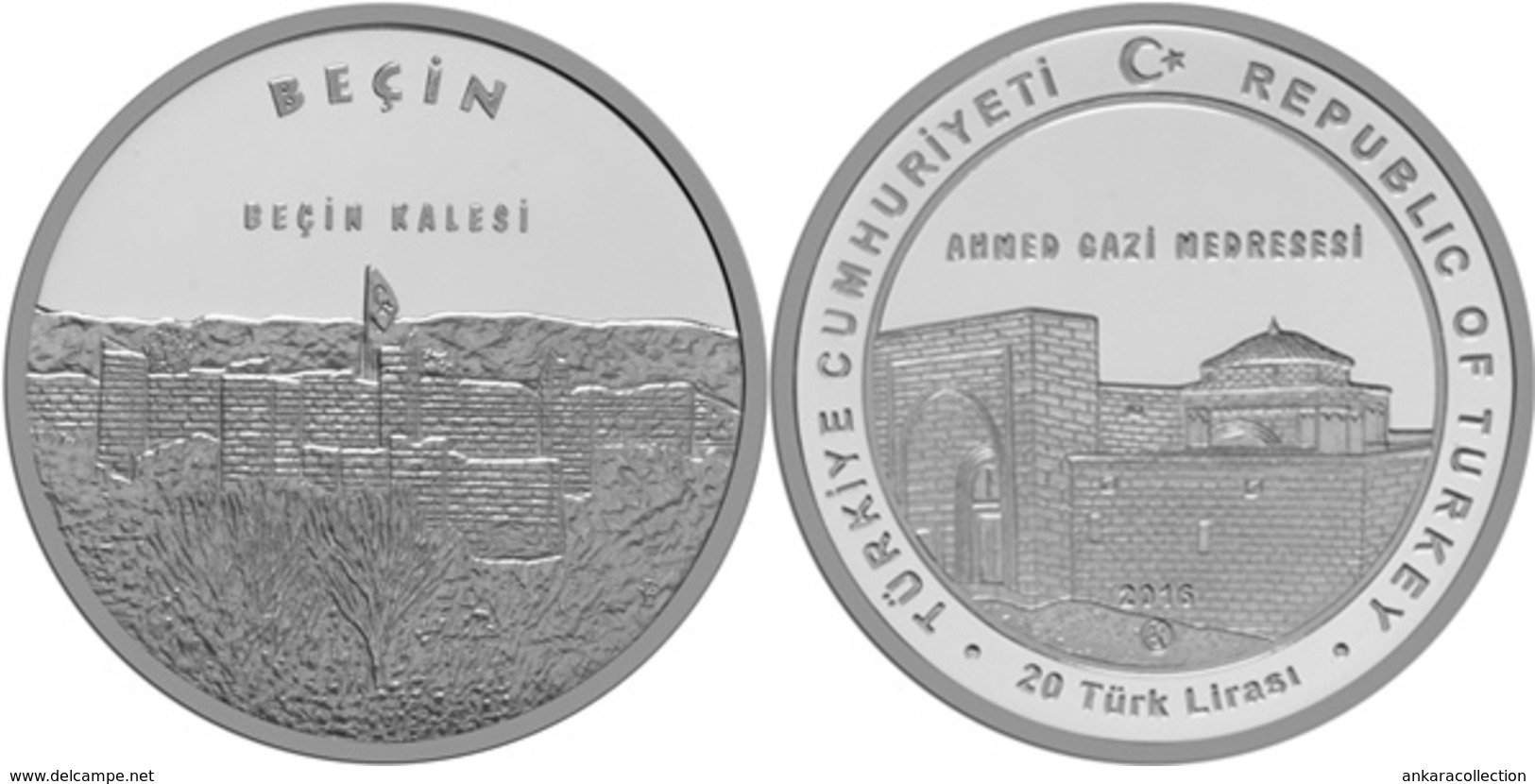 AC - BECIN CASTLE & AHMED GAZI MEDRESE - MADRASA ANCIENT CITIES SERIES # 10 COMMEMORATIVE SILVER COIN TURKEY 2016 PROOF - Ohne Zuordnung