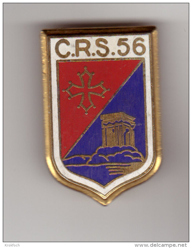 Insigne CRS 56 - Police - Fabricant Boussemart - !! épingle Manquante - Policia