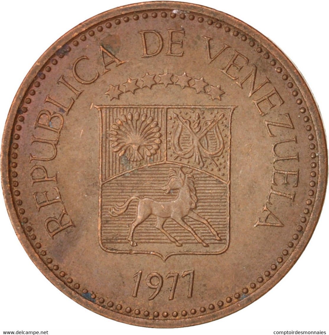 Monnaie, Venezuela, 5 Centimos, 1977, TTB+, Copper Clad Steel, KM:49 - Venezuela