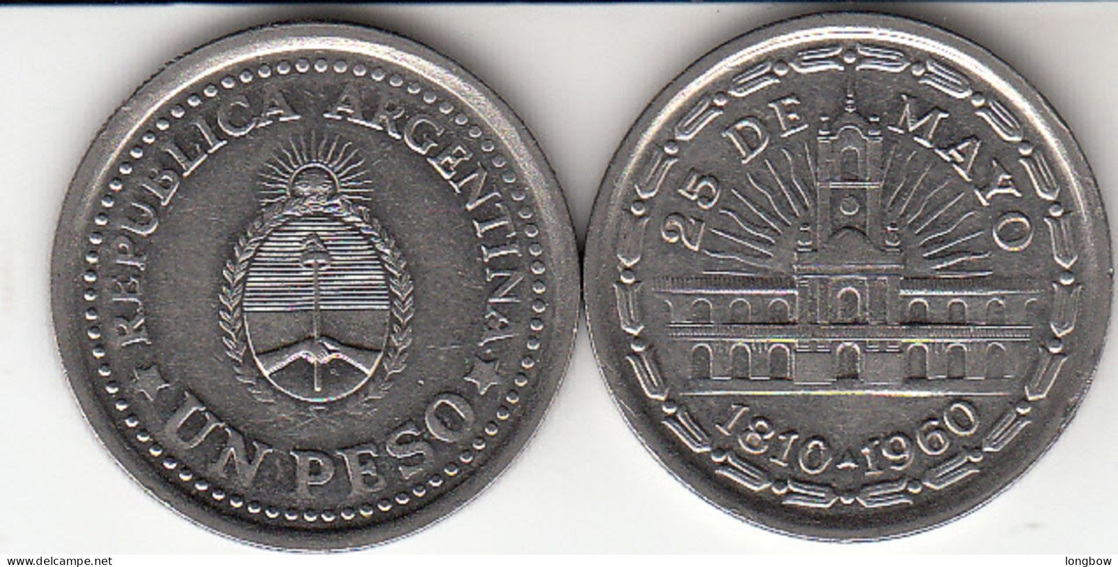 Argentina 1 Peso 1960 (150th Aniversary-Removal Of Spanish Viceroy) KM#58 - Used - Argentina