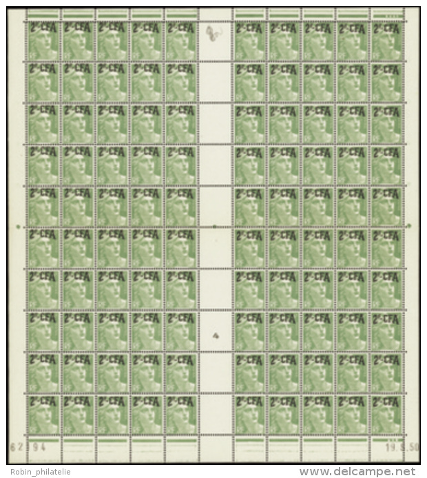 N°291 2f Sur 5f M. De Gandon Feuille De 100t CD 19-5-50   Qualité:** Cote:2200&euro; - Altri & Non Classificati