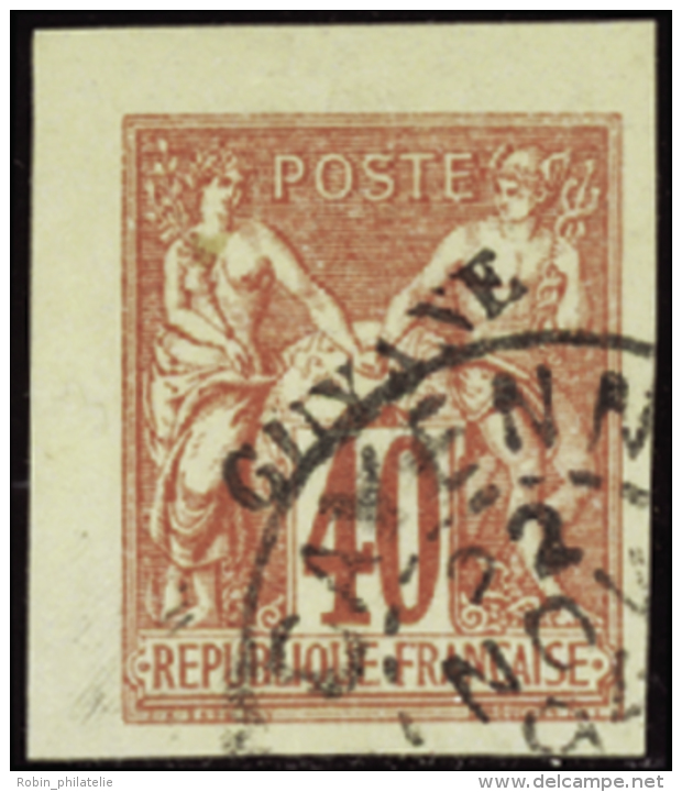 N°13 40c Rouge-orange Sans Point Après Guyane TB   Qualité:OBL Cote:192&euro; - Other & Unclassified