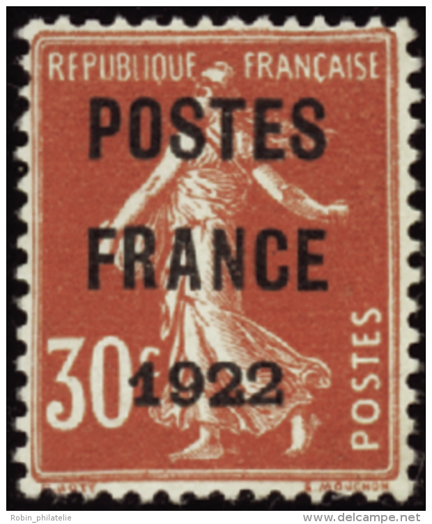 N°38 30c Semeuse Rouge Postes France 1922"  " Qualité:(*) Cote:875&euro; - Altri & Non Classificati