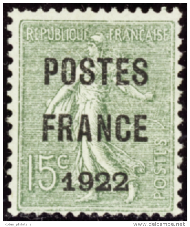 N°37 15c Semeuse Lignée Postes France 1922"  " Qualité:(*) Cote:650&euro; - Altri & Non Classificati