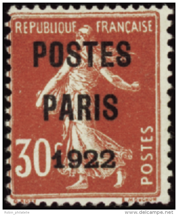 N°32 30c Semeuse Rouge Postes Paris 1922"  " Qualité:(*) Cote:200&euro; - Autres & Non Classés