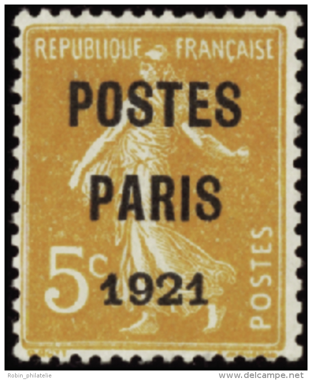 N°27 5c Semeuse Orange Postes Paris 1921"  " Qualité:(*) Cote:500&euro; - Autres & Non Classés