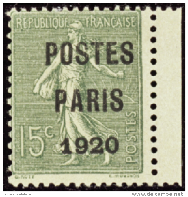 N°25 15c Semeuse Lignée Postes Paris 1920" Bdf  " Qualité:** Cote:575&euro; - Altri & Non Classificati