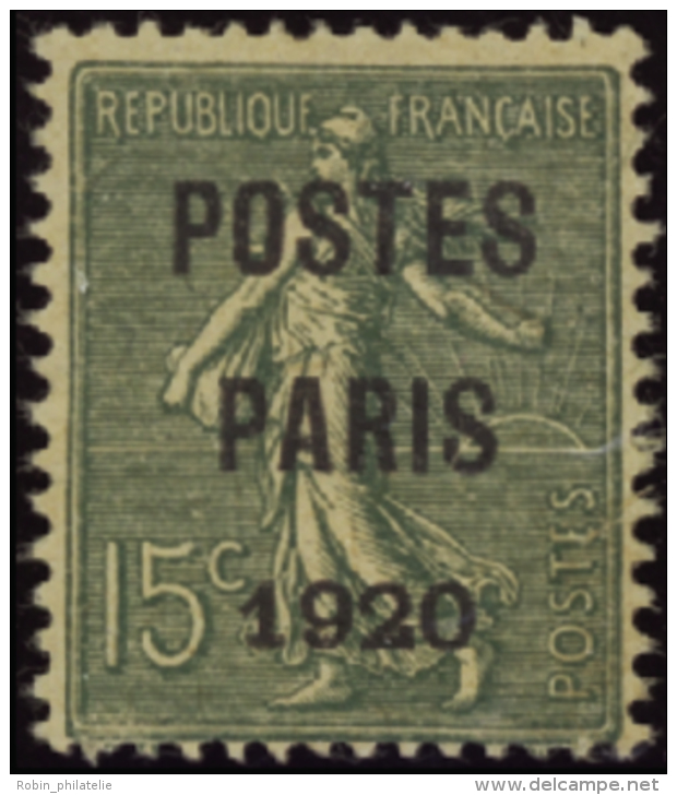 N°25 15c Semeuse Ligné Postes Paris 1920"  " Qualité:* Cote:320&euro; - Altri & Non Classificati
