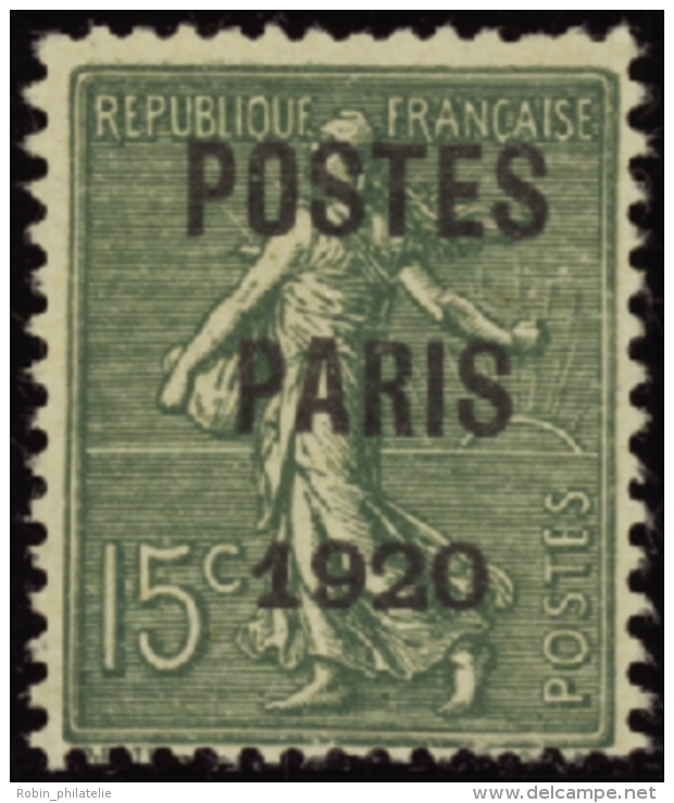 N°25 15c Semeuse Lignée Postes Paris 1920"  " Qualité:(*) Cote:125&euro; - Autres & Non Classés
