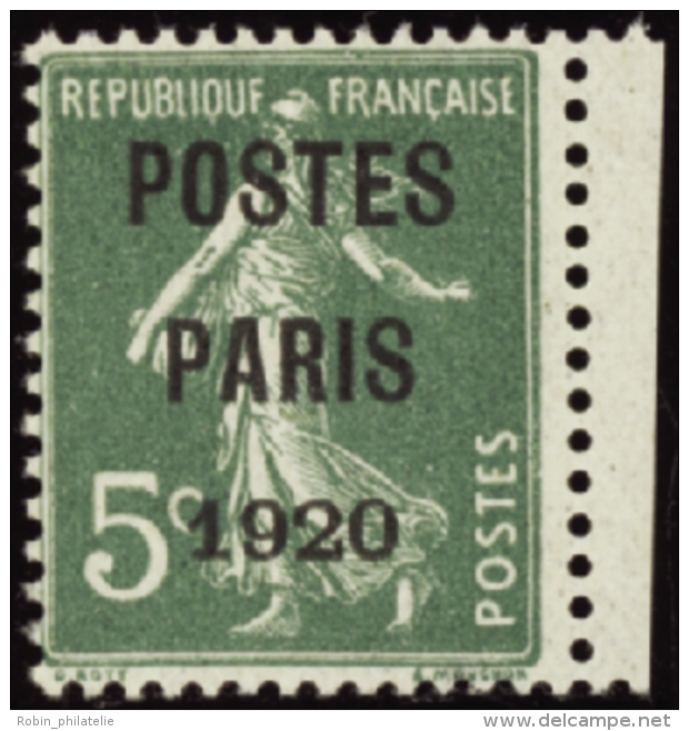 N°24 5c Semeuse Vert Postes Paris 1920"  " Qualité:* Cote:425&euro; - Other & Unclassified