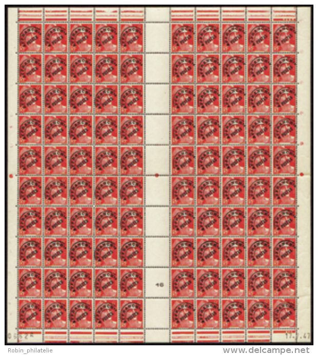 N°100 6f Marianne De Gandon Feuille De 100 Timbres Avec Variétés A Et B X2 De Chaque CD 17-7-47  Quali - Altri & Non Classificati