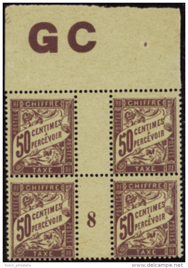 N°37 50c Lilas Bloc De 4 Manchette GC Millésime 8   Qualité:** Cote:.....&euro; - Altri & Non Classificati