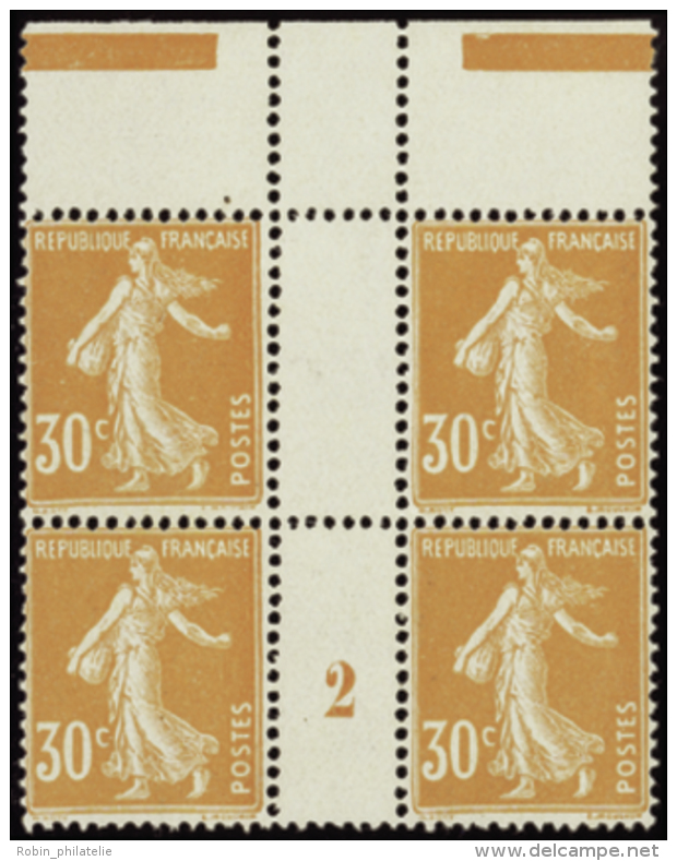 N°141 30c Semeuse Orange Bloc De 4 Haut De Feuille Mill 2   Qualité:** Cote:195&euro; - Altri & Non Classificati