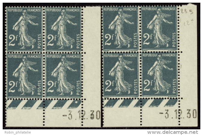 N°239 2F Semeuse Vert-bleu 3.12.30 Les 2 Galvanos   Qualité:** Cote:334&euro; - Altri & Non Classificati