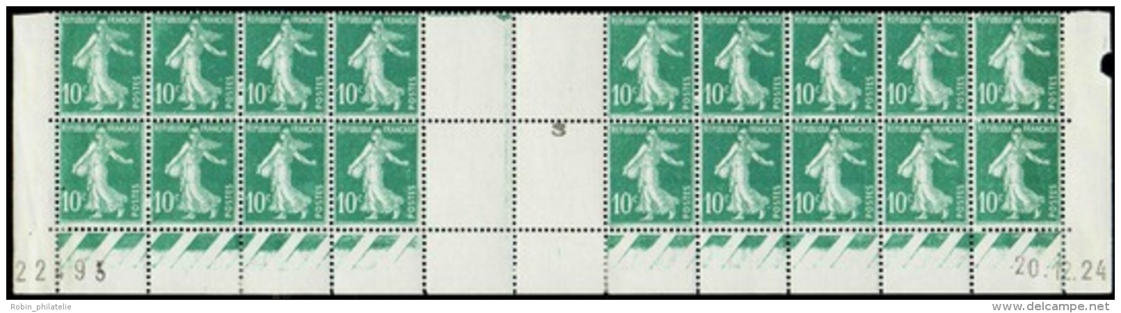 N°159 Bloc De 20 Bas De Feuille 2 Timbres Non Imprimés (cdf*)   Qualité:** Cote:.....&euro; - Altri & Non Classificati