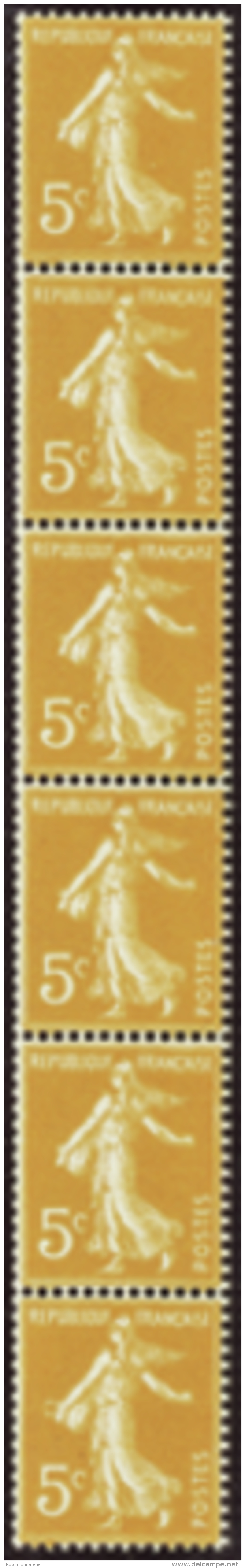 N°158 5c Semeuse Orange Bde Vert. De 6t(anneau-lune Sur 1ex)   Qualité:** Cote:.....&euro; - Altri & Non Classificati