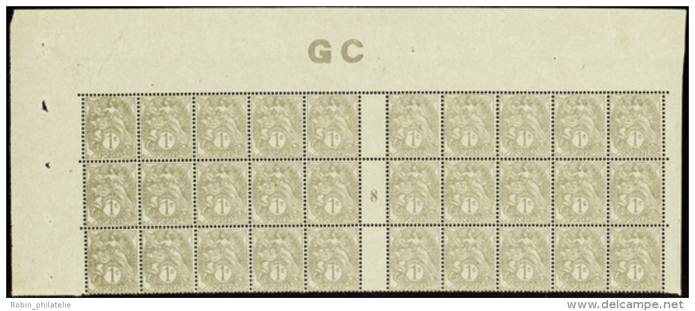 N°107 1c Gris Bloc De 30t Manchette GC Millésime 8   Qualité:** Cote:.....&euro; - Altri & Non Classificati