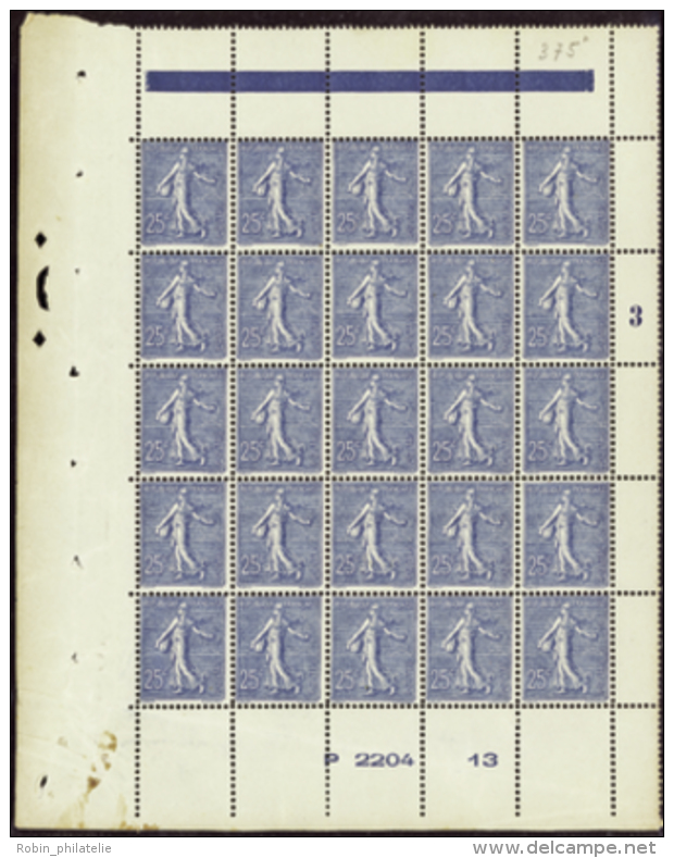 N°132 25c Semeuse Lignée Panneau De 25 Timbres   Qualité:** Cote:5625&euro; - Other & Unclassified