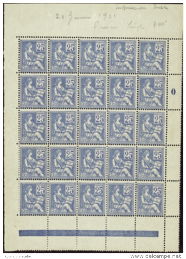 N°114 25c Mouchon Panneau De 25 Timbres   Qualité:** Cote:9375&euro; - Other & Unclassified