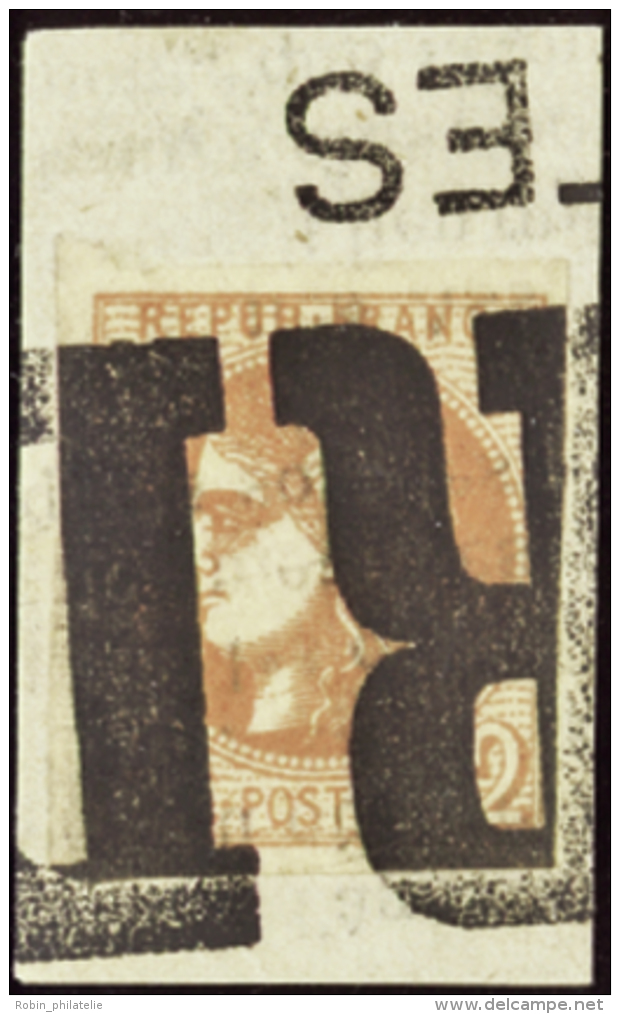 N°40 B 2c Brun-rouge Obl Typographique Sur Fragment TB   Qualité:OBL Cote:400&euro; - Other & Unclassified