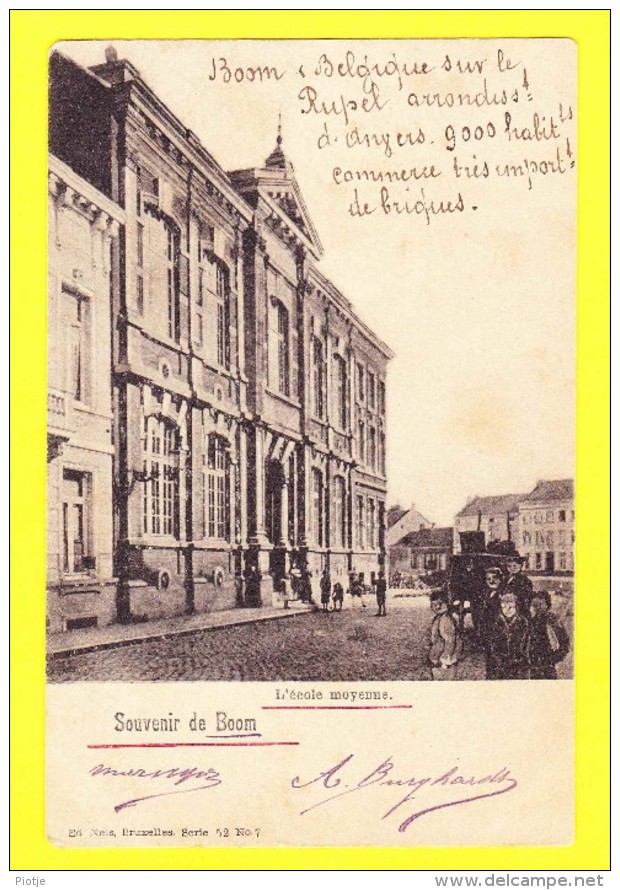 * Boom (Antwerpen - Anvers) * (Ed Nels, Série 52, Nr 7) Souvenir, L'école Moyenne, Rupel, Animée, Rare, Old, CPA - Boom