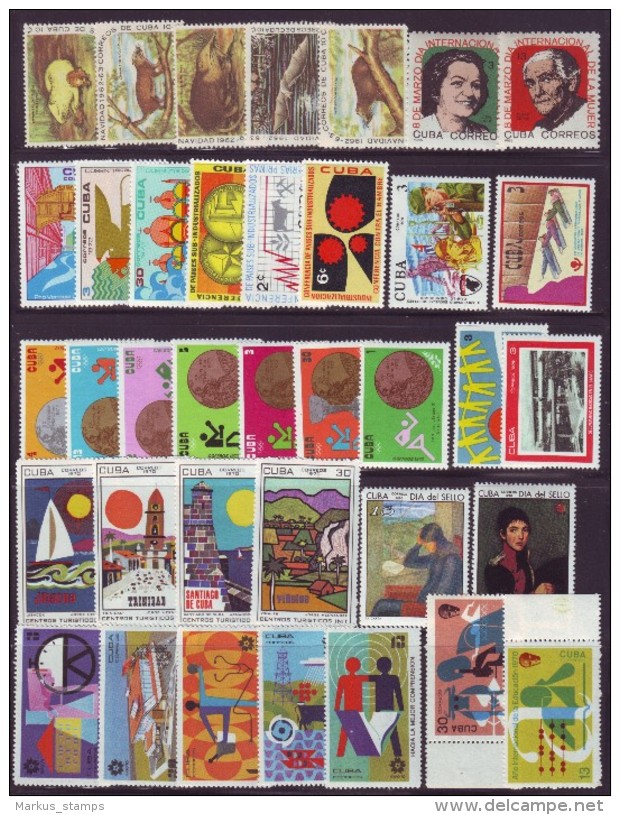 1960-1990 Cuba, Lot Of 177 Stamps In Complete & Different Sets + 4 S/s, MH & MNH - Collections, Lots & Séries