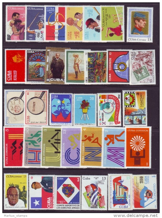 1960-1990 Cuba, Lot Of 177 Stamps In Complete & Different Sets + 4 S/s, MH & MNH - Collections, Lots & Series