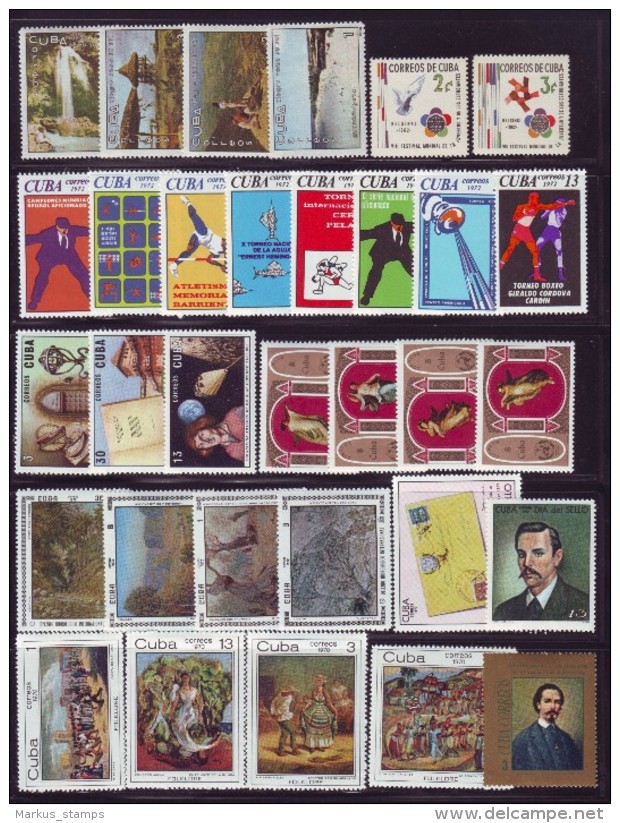 1960-1990 Cuba, Lot Of 177 Stamps In Complete & Different Sets + 4 S/s, MH & MNH - Collections, Lots & Séries