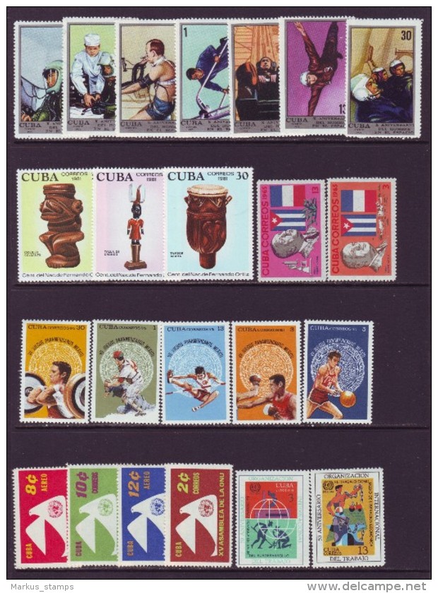 1960-1990 Cuba, Lot Of 177 Stamps In Complete & Different Sets + 4 S/s, MH & MNH - Collections, Lots & Series