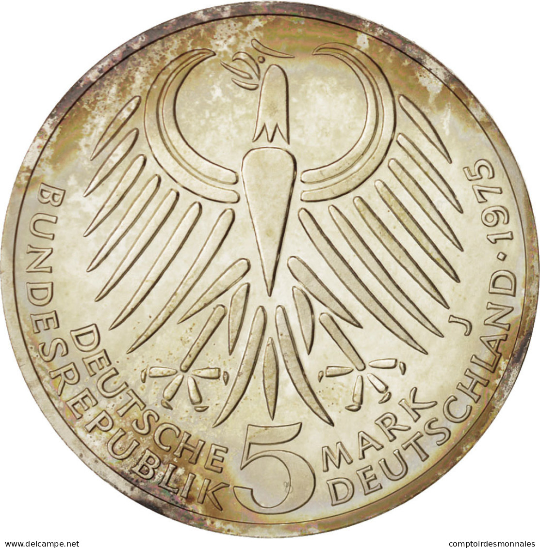 Monnaie, République Fédérale Allemande, 5 Mark, 1975, Hamburg, Germany, SPL - Commémoratives