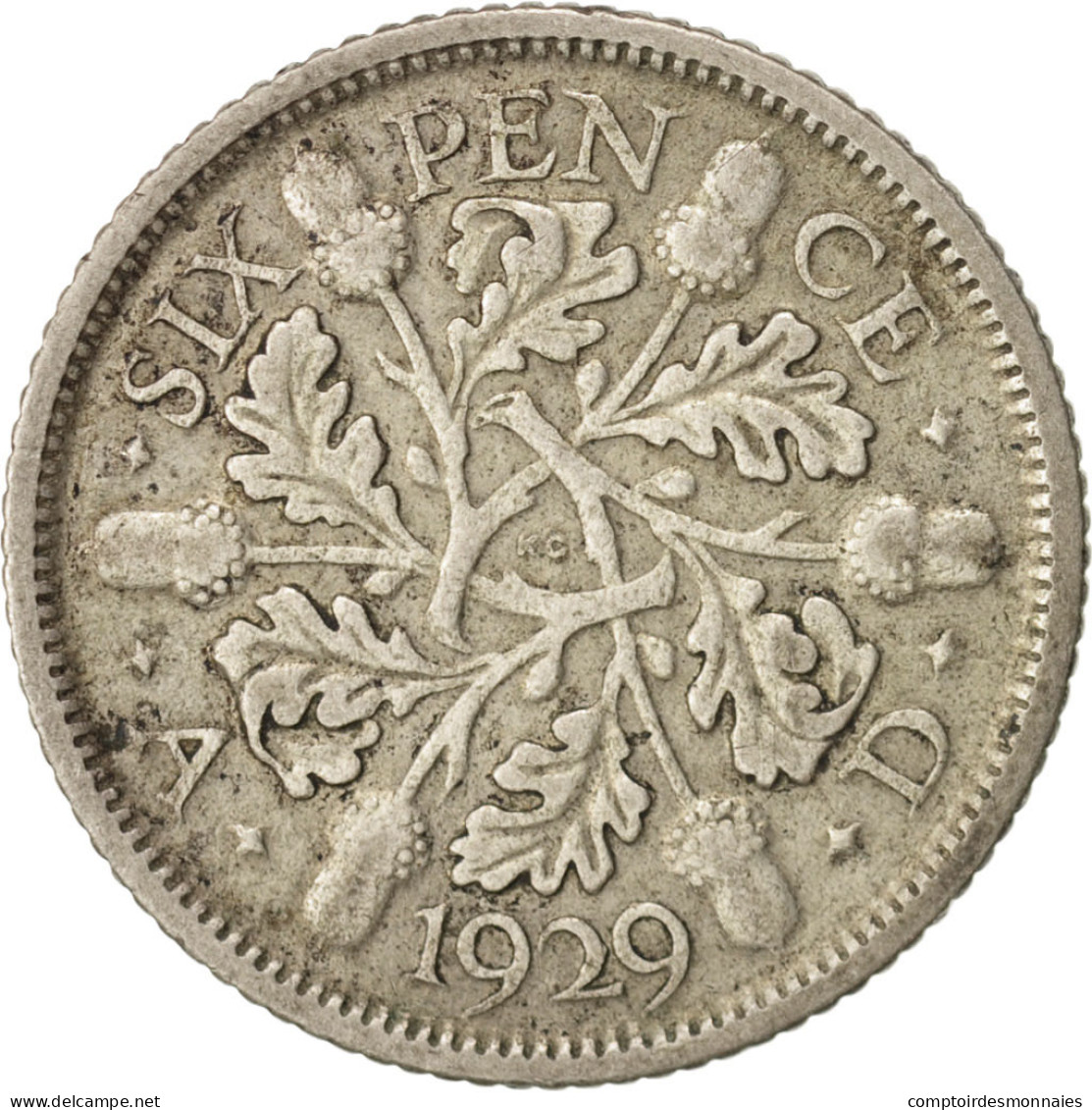 Monnaie, Grande-Bretagne, George V, 6 Pence, 1929, TTB, Argent, KM:832 - H. 6 Pence