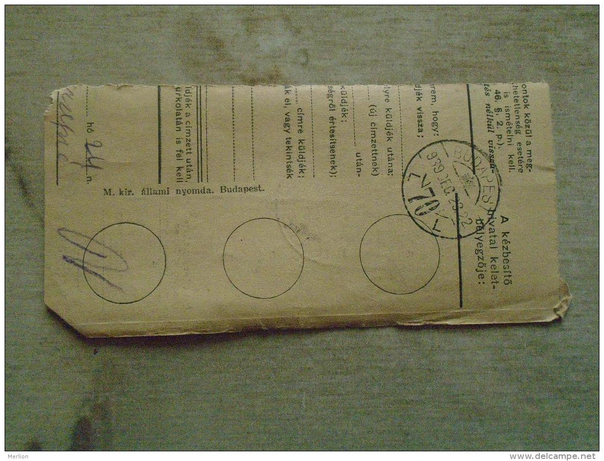D138764 Hungary  Parcel Post Receipt 1939  EGER - Colis Postaux
