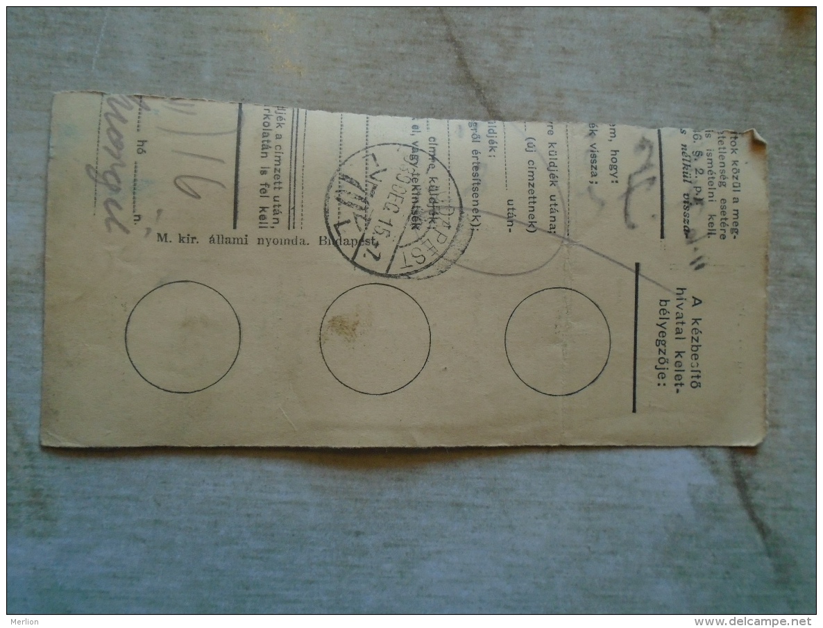 D138773 Hungary  Parcel Post Receipt 1939 - Colis Postaux