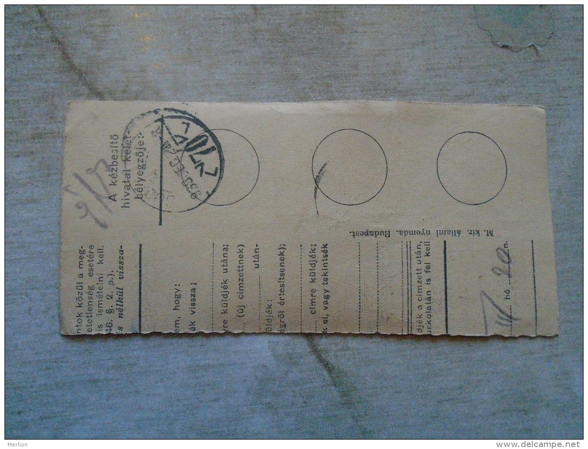 D138776 Hungary  Parcel Post Receipt 1939 - Colis Postaux