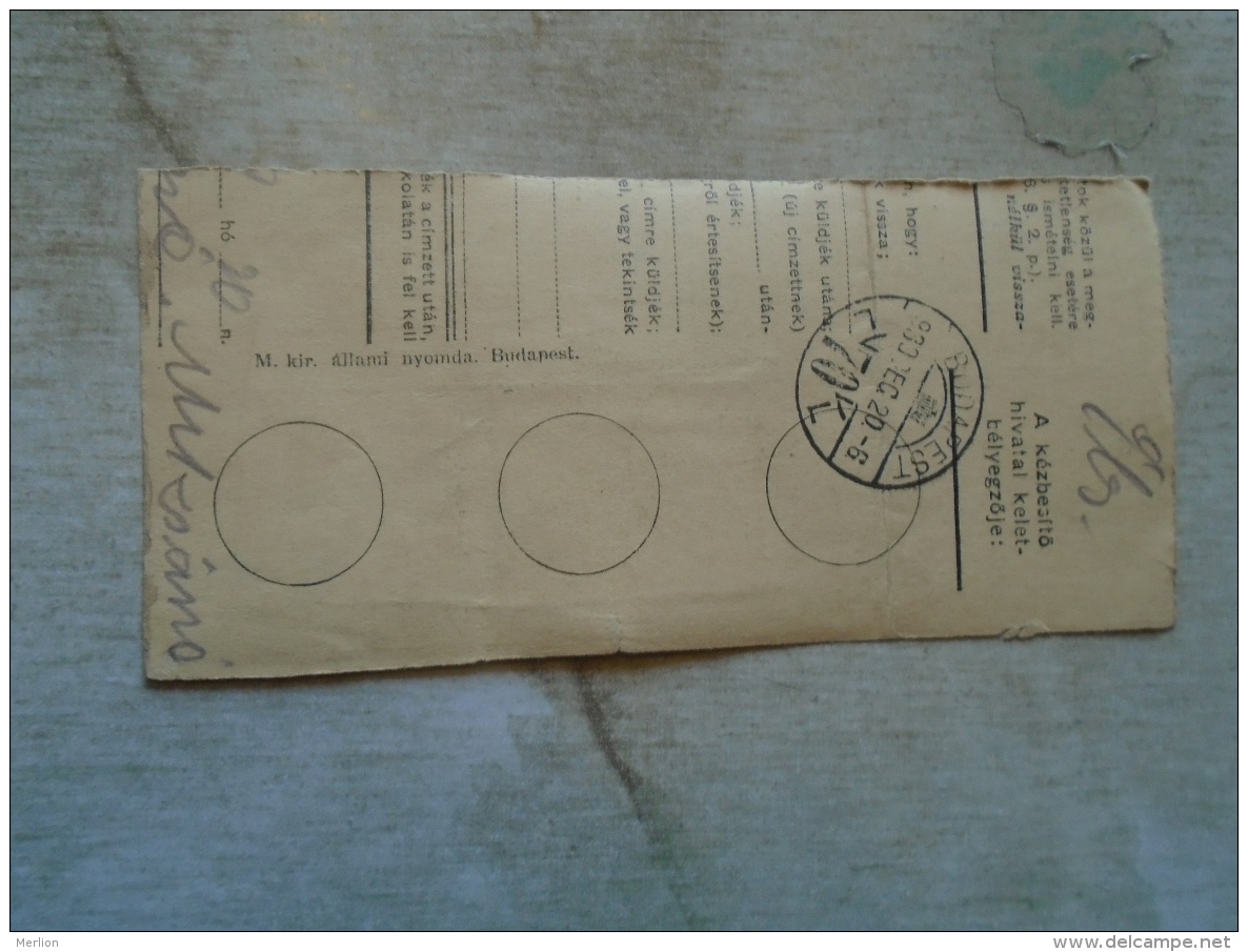 D138778 Hungary  Parcel Post Receipt 1939 - Colis Postaux