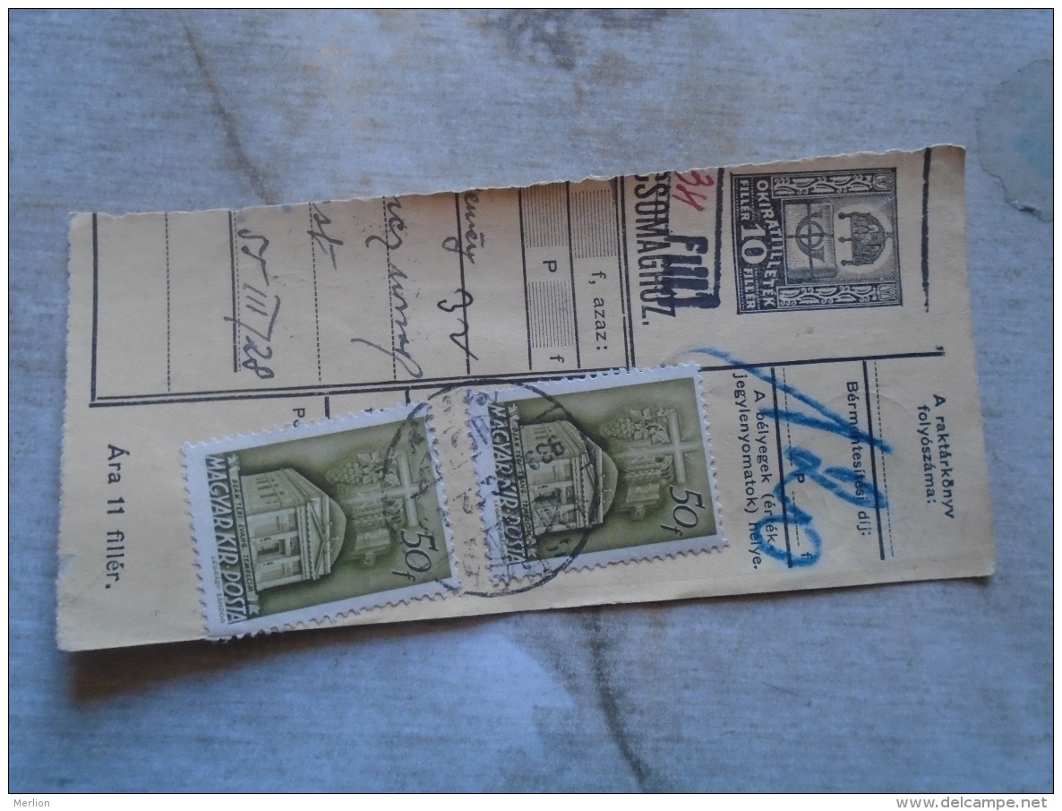 D138782 Hungary  Parcel Post Receipt 1939  KISBÉR - Colis Postaux