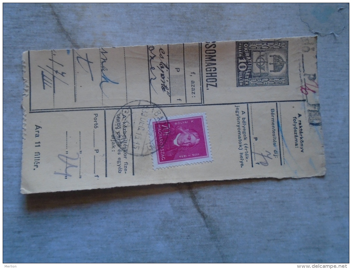 D138784 Hungary  Parcel Post Receipt 1939 - Colis Postaux
