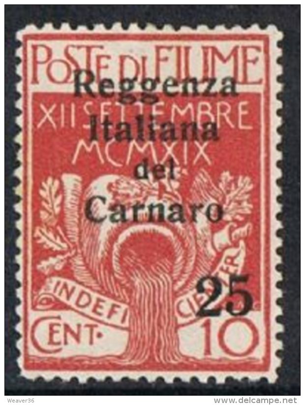 Fiume SG155 1920 Definitive 25 On 10c Mounted Mint - Fiume & Kupa