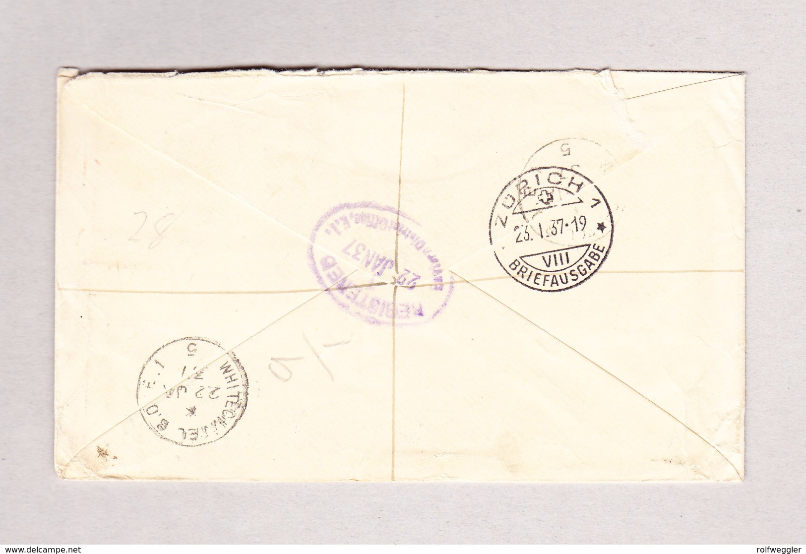 GB - LONDON  22.1.1937 R-Brief Nach Zürich Mit 2 Könige Frankatur - Lettres & Documents