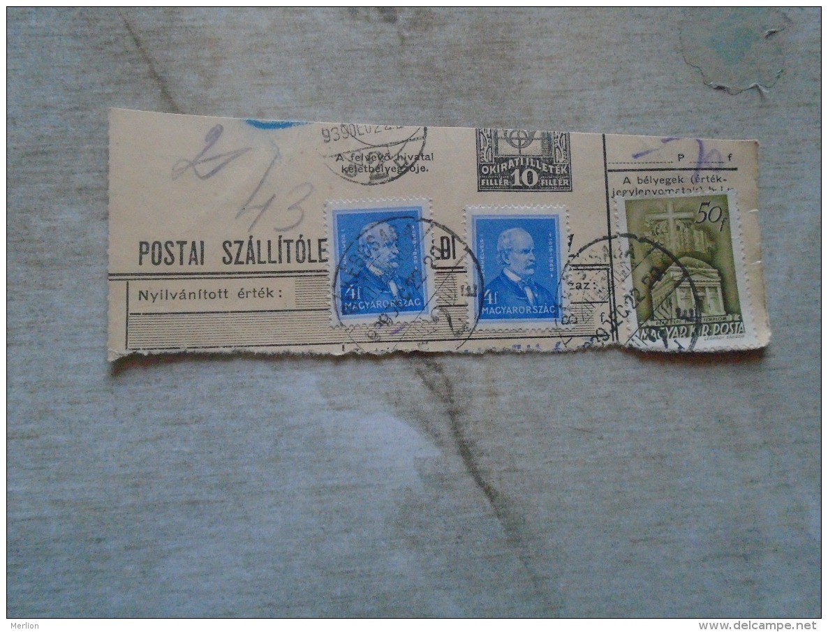 D138788  Hungary  Parcel Post Receipt 1939   BÉKÉSCSABA - Colis Postaux