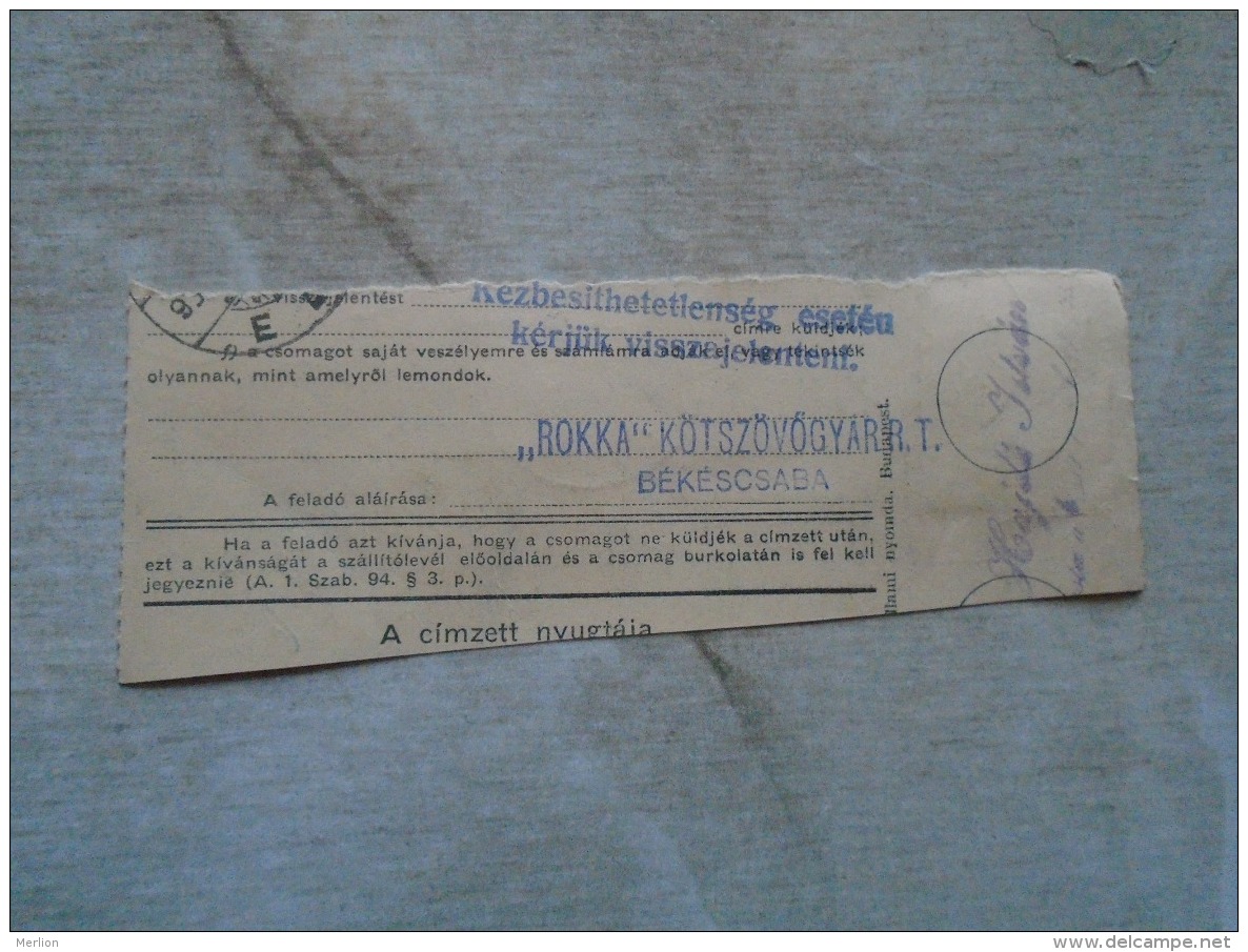 D138788  Hungary  Parcel Post Receipt 1939   BÉKÉSCSABA - Colis Postaux