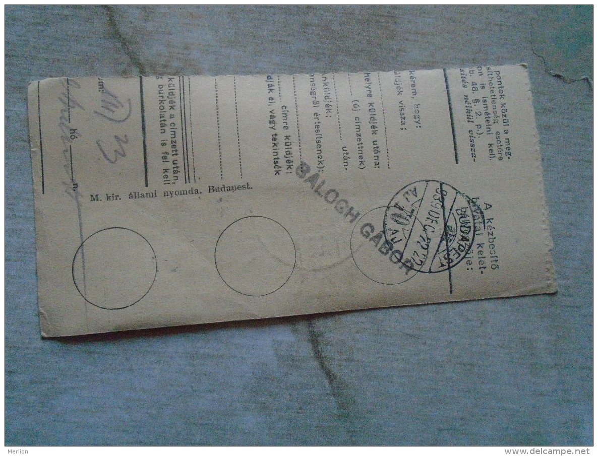 D138790 Hungary  Parcel Post Receipt 1939  GYÖR - Colis Postaux