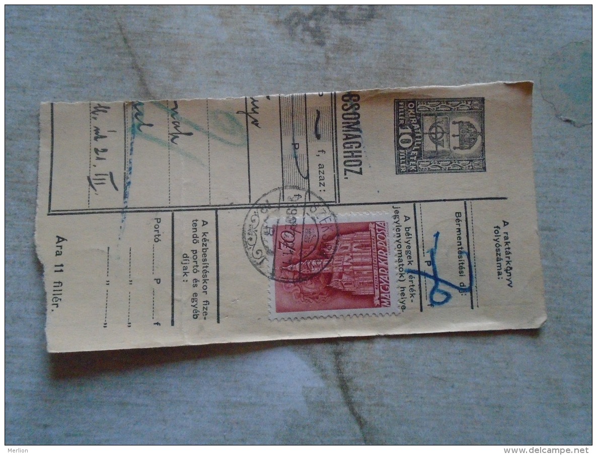 D138791 Hungary  Parcel Post Receipt 1939  SZEKSZÁRD - Colis Postaux