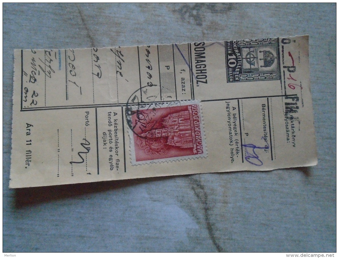 D138799 Hungary  Parcel Post Receipt 1939 - Colis Postaux